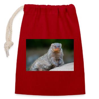 Banded Mongoose Zebra Mongoose Zebramanguste - Closable cotton gift bag (14x20cm) - red - Front