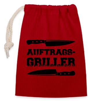 Contract Griller 01 - Closable cotton gift bag (14x20cm) - red - Front