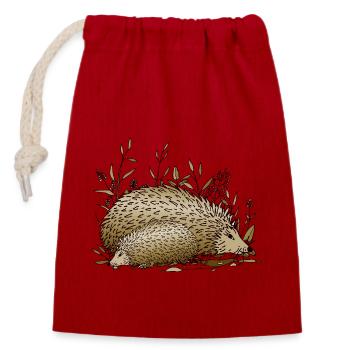 Hérissons - Sac cadeau en coton avec cordon (14 x 20 cm) - rouge - Devant
