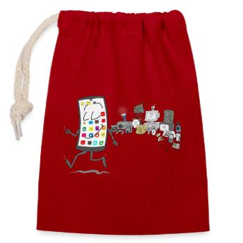 Modern times - Closable cotton gift bag (14x20cm) - red - Front
