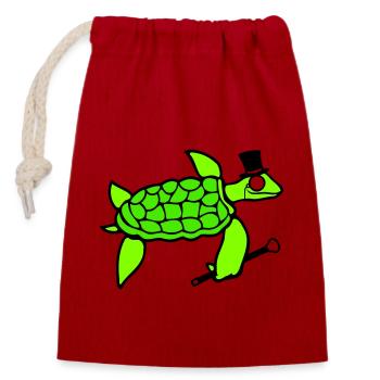 Mr. Turtle Sir Monocle Top Hat Rich - Closable cotton gift bag (14x20cm) - red - Front