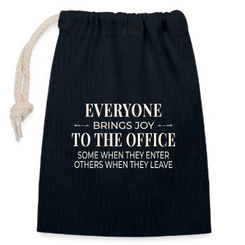 Humour de bureau – Joie à l’intérieur et à l’extérieur - Sac cadeau en coton avec cordon (14 x 20 cm) - bleu marine - Devant