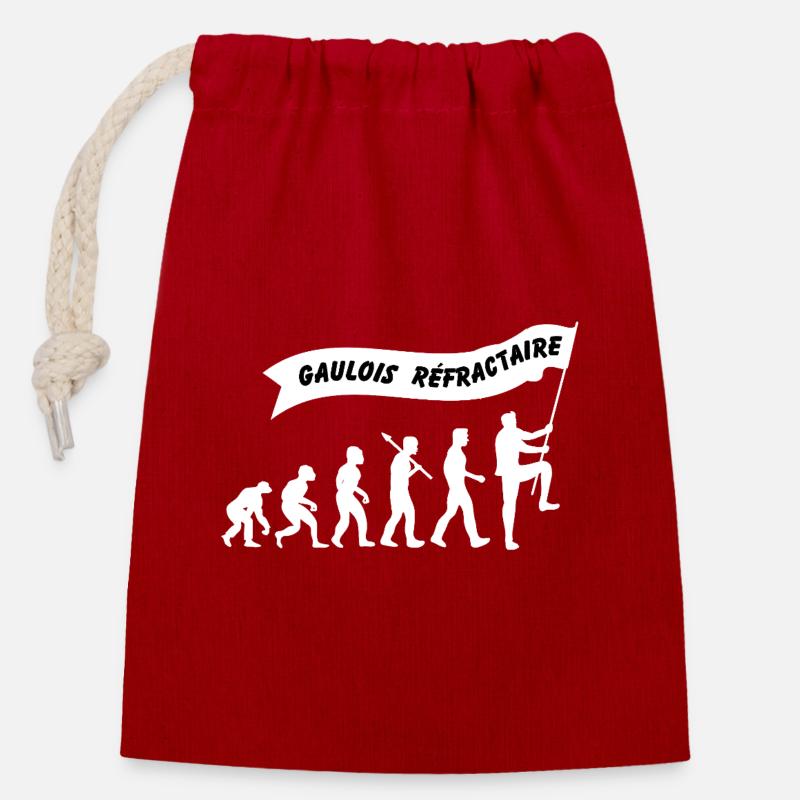 Evolution du gaulois réfractaire - Sac cadeau en coton avec cordon (14 x 20 cm) - rouge