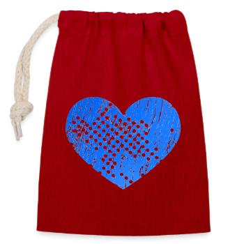 Herz mit Löcher (blau) - Verschließbarer Geschenkbeutel aus Baumwolle (14x20cm) - Rot - Vorne