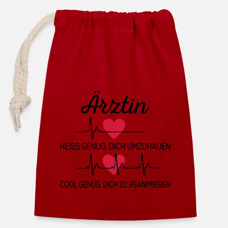 Médecin - Sac cadeau en coton avec cordon (14 x 20 cm) - rouge