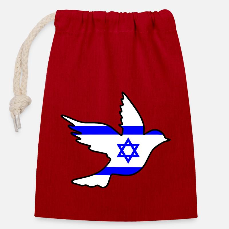 Israel - Sac cadeau en coton avec cordon (14 x 20 cm) - rouge