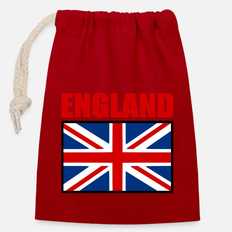 England - Closable cotton gift bag (14x20cm) - red