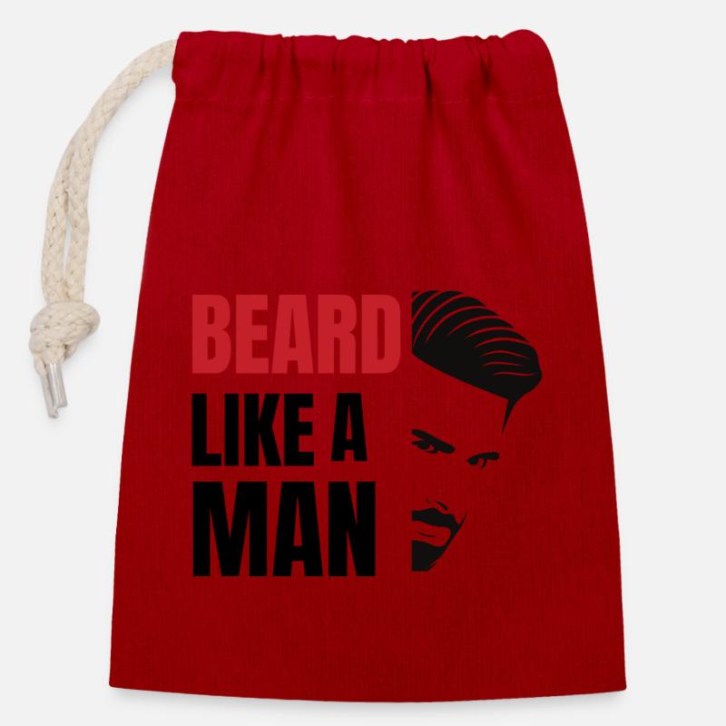 Barbe - Sac cadeau en coton avec cordon (14 x 20 cm) - rouge