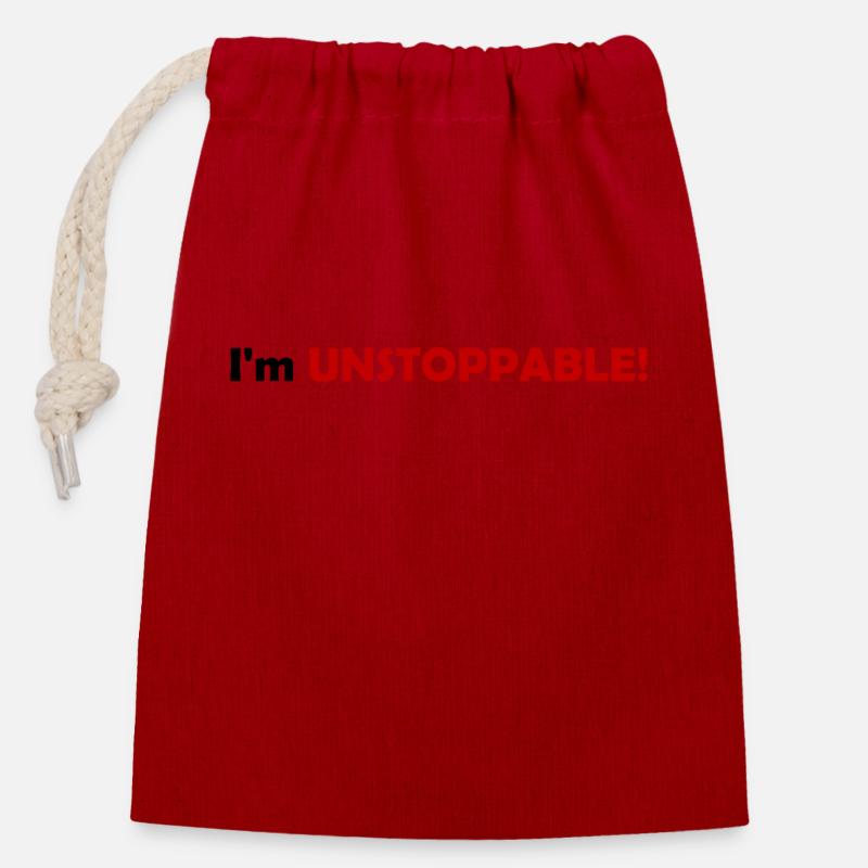 I'm UNSTOPPABLE! - Verschließbarer Geschenkbeutel aus Baumwolle (14x20cm) - Rot