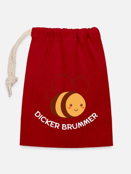 Dicker Brummer - Verschließbarer Geschenkbeutel aus Baumwolle (14x20cm) - Rot