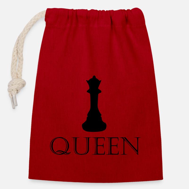 Queen - lettrage avec image - Sac cadeau en coton avec cordon (14 x 20 cm) - rouge