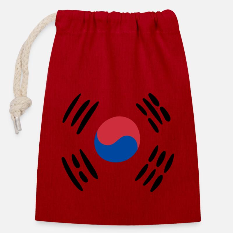 Flagge Koreas - Verschließbarer Geschenkbeutel aus Baumwolle (14x20cm) - Rot