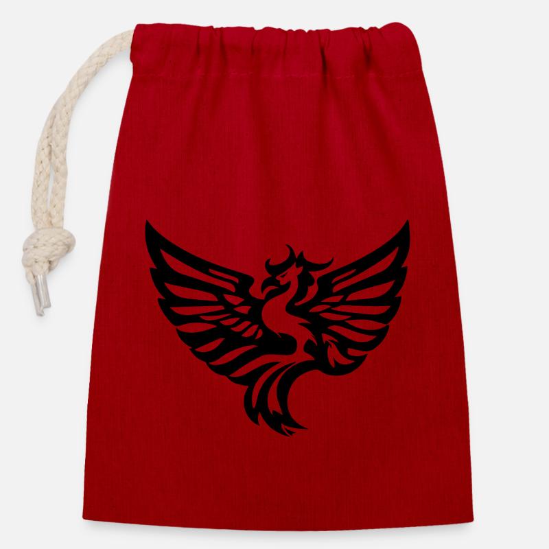 Phénix 01 - Sac cadeau en coton avec cordon (14 x 20 cm) - rouge