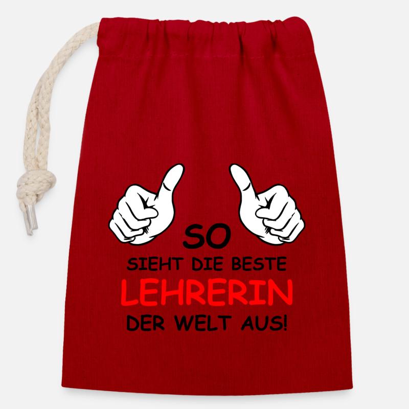 Beste Lehrerin der Welt - Verschließbarer Geschenkbeutel aus Baumwolle (14x20cm) - Rot
