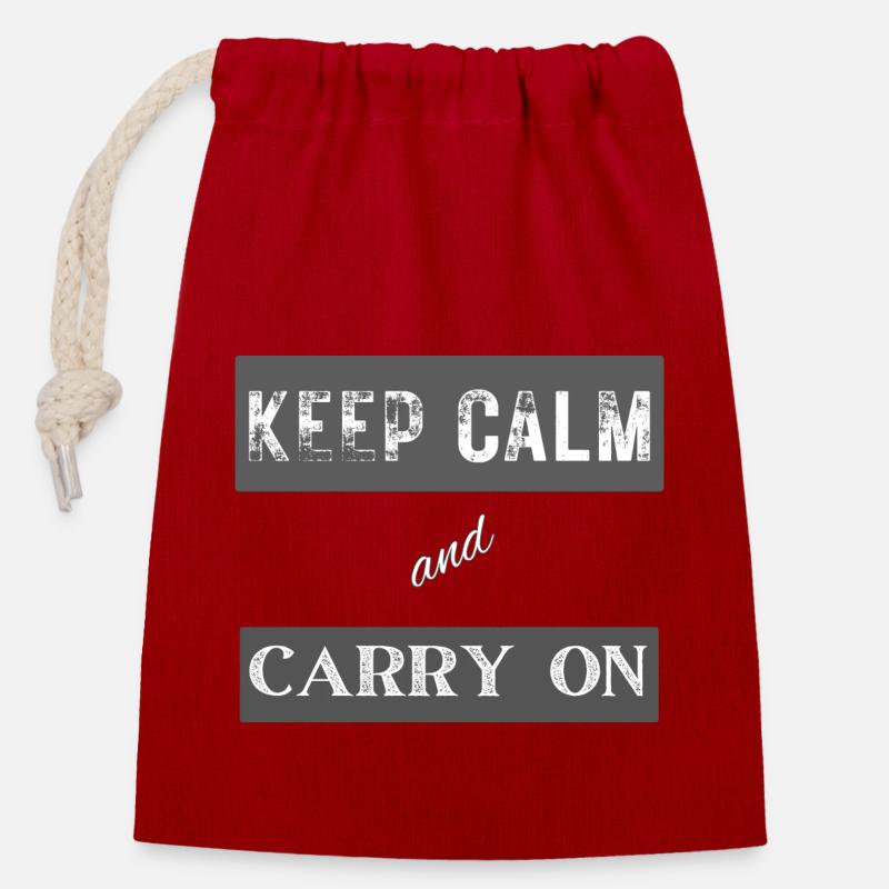 Restez calme et continuez - Sac cadeau en coton avec cordon (14 x 20 cm) - rouge