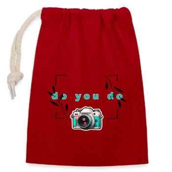 Appareil photo « Do yo do » - Sac cadeau en coton avec cordon (14 x 20 cm) - rouge - Devant