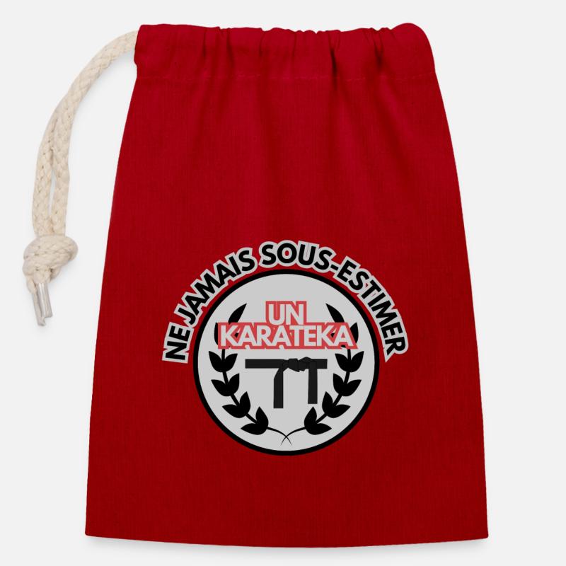 Ne jamais sous-estimer un Karateka - Sac cadeau en coton avec cordon (14 x 20 cm) - rouge