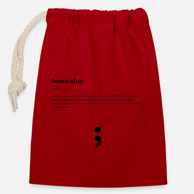 semicolon - Verschließbarer Geschenkbeutel aus Baumwolle (14x20cm) - Rot