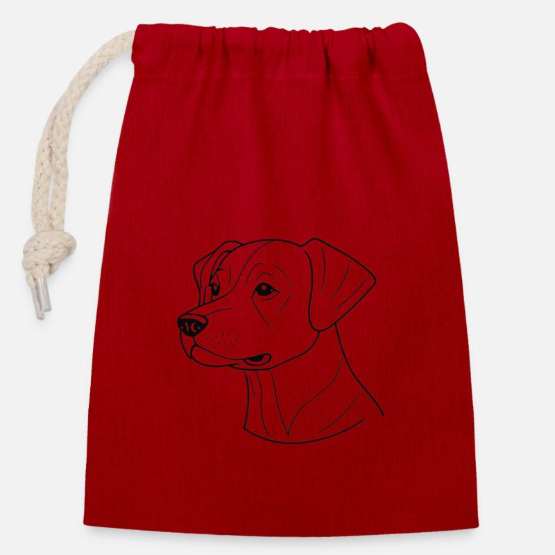 Stylischer Hund - Verschließbarer Geschenkbeutel aus Baumwolle (14x20cm) - Rot