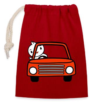 Canard agitant le conducteur de voiture conduisant un véhicule rapide - Sac cadeau en coton avec cordon (14 x 20 cm) - rouge - Devant