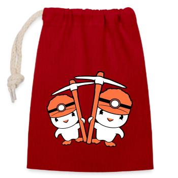 2 Ducks Miner Pickaxe Helmet Lamp Friends Cute - Closable cotton gift bag (14x20cm) - red - Front