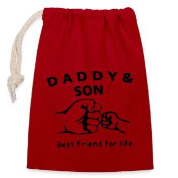 Papa Sohn beste Freunde fürs Leben - Verschließbarer Geschenkbeutel aus Baumwolle (14x20cm) - Rot - Vorne