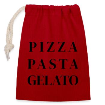 Pizza Pasta Gelato Typografie – Italienisches Essen Zitat - Verschließbarer Geschenkbeutel aus Baumwolle (14x20cm) - Rot - Vorne