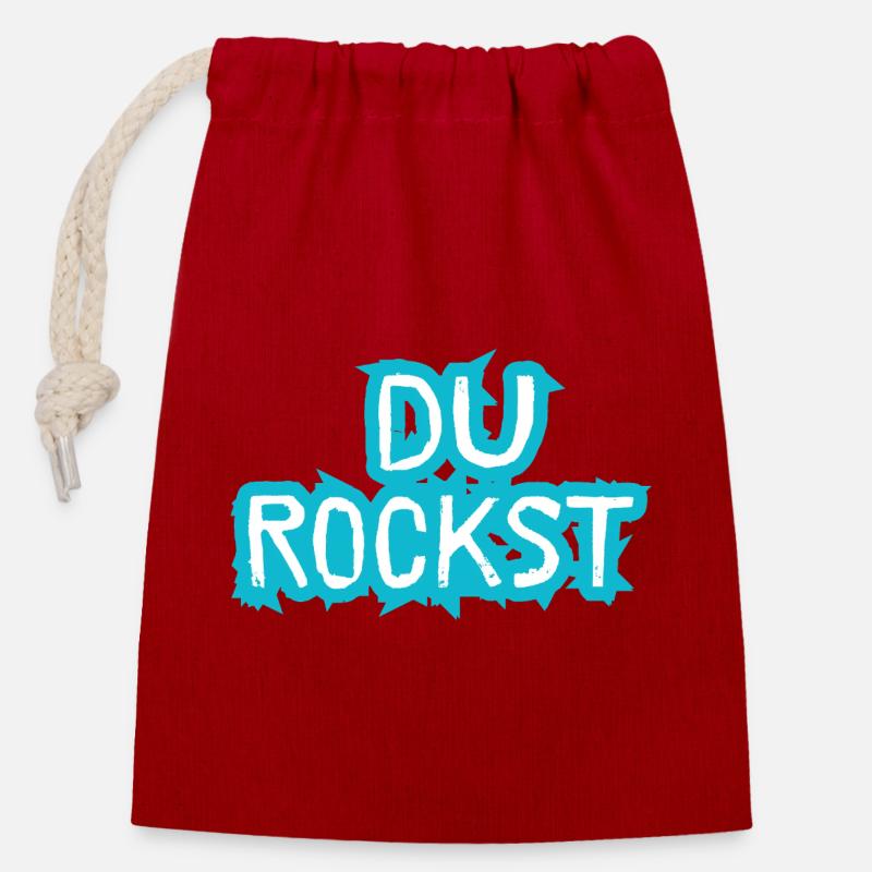 Du Rockst Design Geschenkidee - Verschließbarer Geschenkbeutel aus Baumwolle (14x20cm) - Rot