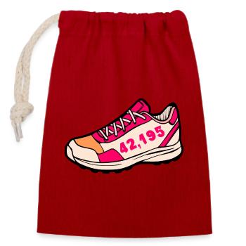 Marathon Laufschuhe Laufen - Verschließbarer Geschenkbeutel aus Baumwolle (14x20cm) - Rot - Vorne