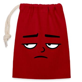 Mürrisches Trauriges Enttäuschtes Gesicht Lustig - Sac cadeau en coton avec cordon (14 x 20 cm) - rouge - Devant