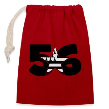 Bretagne : 56 ! - Sac cadeau en coton avec cordon (14 x 20 cm) - rouge - Devant