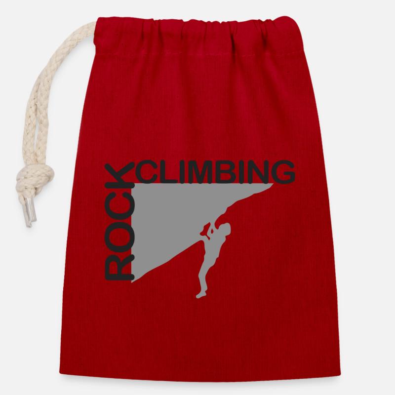 Rock Climbing - Closable cotton gift bag (14x20cm) - red