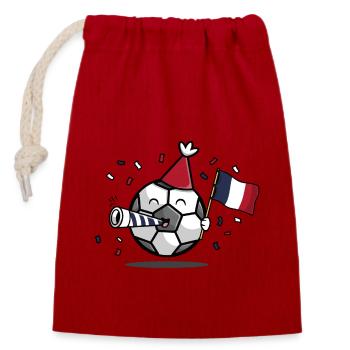 Fußball Fan Frankreich - Verschließbarer Geschenkbeutel aus Baumwolle (14x20cm) - Rot - Vorne