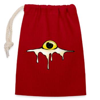 Fried Eye – Sunny Side Creepy - Verschließbarer Geschenkbeutel aus Baumwolle (14x20cm) - Rot - Vorne
