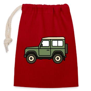 Voiture tout-terrain - Sac cadeau en coton avec cordon (14 x 20 cm) - rouge - Devant