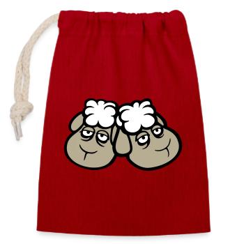 Couple de moutons Fatigué Triste Somnolent Ami épuisé - Sac cadeau en coton avec cordon (14 x 20 cm) - rouge - Devant