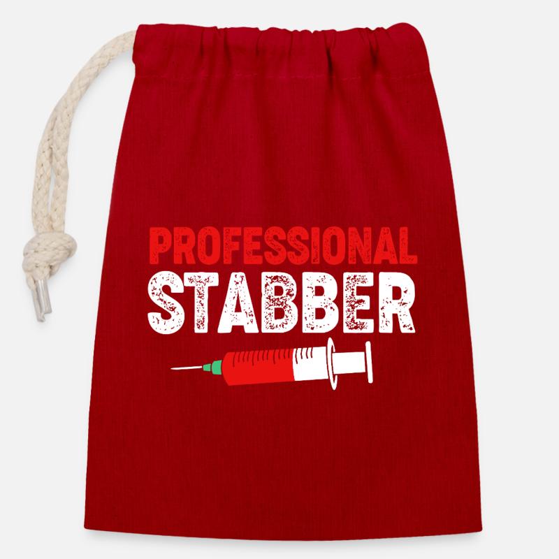 Phlebotomist Nurse Nurse Blood Sampling - Closable cotton gift bag (14x20cm) - red