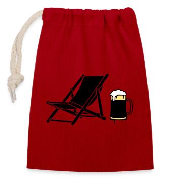 Deck Chair Beer Mug Silhouette - Closable cotton gift bag (14x20cm) - red - Front