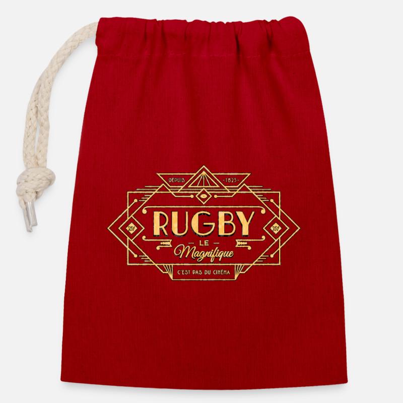 RUGBY DER PRÄCHTIGE - Verschließbarer Geschenkbeutel aus Baumwolle (14x20cm) - Rot