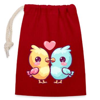 Chicken Couple Love Couple In Love - Closable cotton gift bag (14x20cm) - red - Front