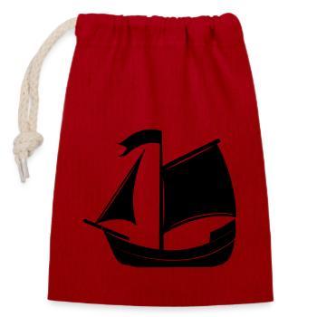 Pirate ship - Closable cotton gift bag (14x20cm) - red - Front