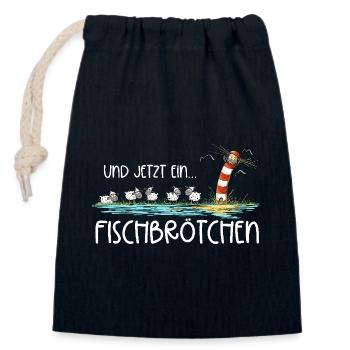 Leuchtturm Fischbrötchen I Nordsee Ostsee Küste - Verschließbarer Geschenkbeutel aus Baumwolle (14x20cm) - Navy - Vorne