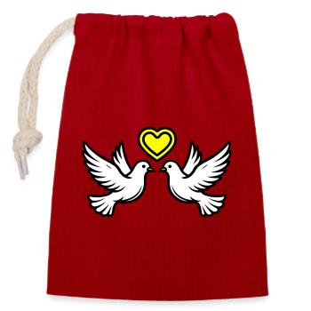 Wedding Dove Couple Couple Heart - Closable cotton gift bag (14x20cm) - red - Front