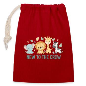 Baby Newborn Safari Animals New To The Crew - Closable cotton gift bag (14x20cm) - red - Front