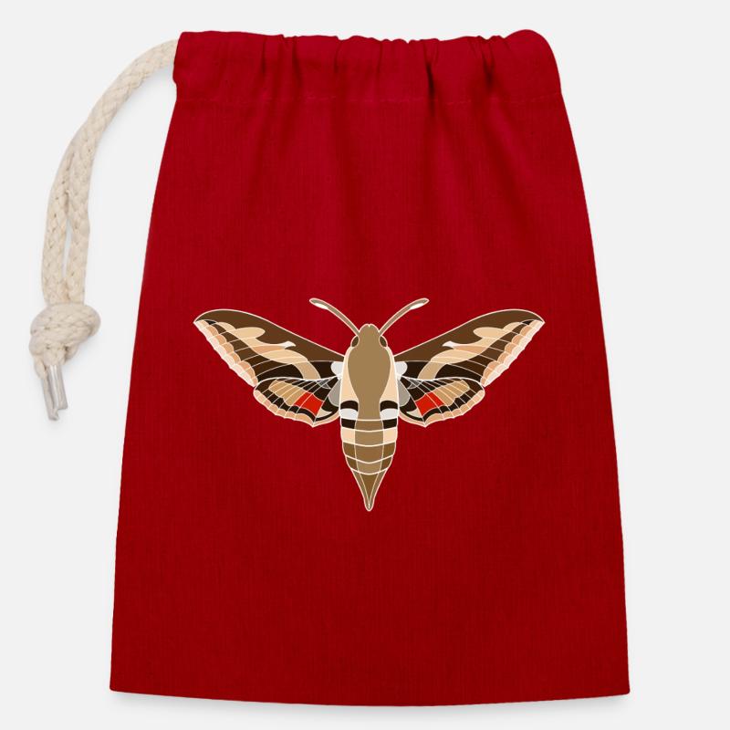 Bedstraw hawkmoth - Closable cotton gift bag (14x20cm) - red