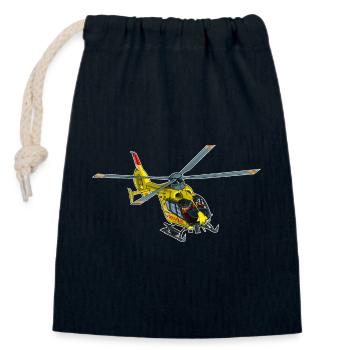 Hélicoptère de sauvetage, hélicoptère - Sac cadeau en coton avec cordon (14 x 20 cm) - bleu marine - Devant