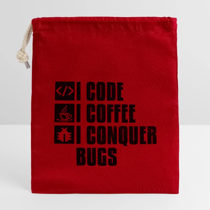 Coffee Coding Programmer Coder Developer Nerd Coff Closable cotton gift bag (14x20cm)