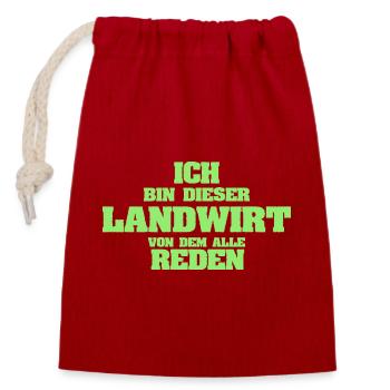 Landwirt - Verschließbarer Geschenkbeutel aus Baumwolle (14x20cm) - Rot - Vorne