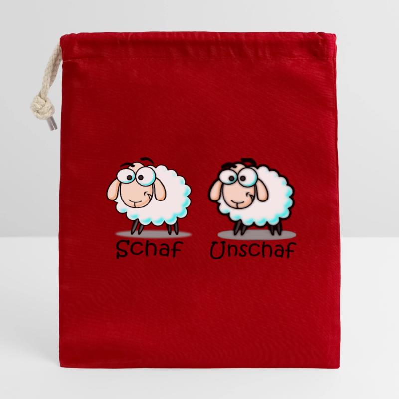 mouton Sac cadeau en coton avec cordon (14 x 20 cm)