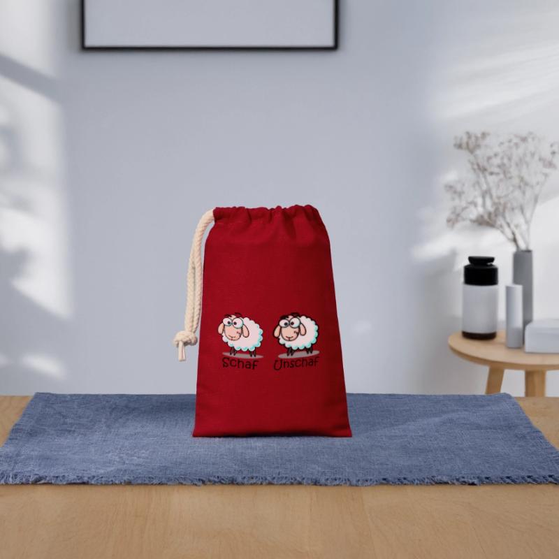 mouton Sac cadeau en coton avec cordon (14 x 20 cm)